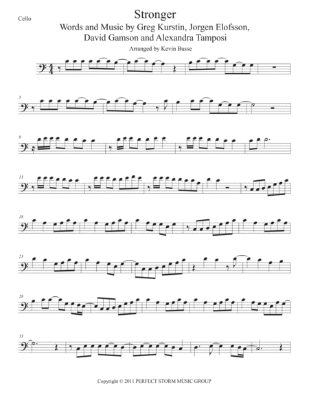 Stronger Original Key Cello Sheet Music