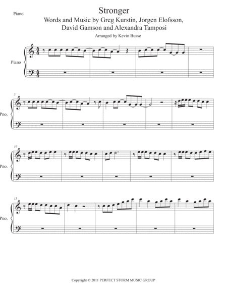 Stronger Original Key Piano Sheet Music