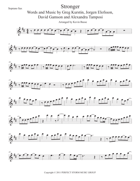 Stronger Original Key Soprano Sax Sheet Music