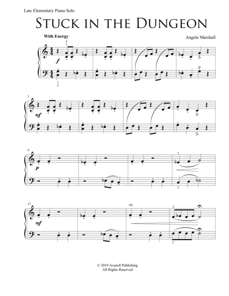 Stuck In The Dungeon Late Elementary Piano Solo Sheet Music