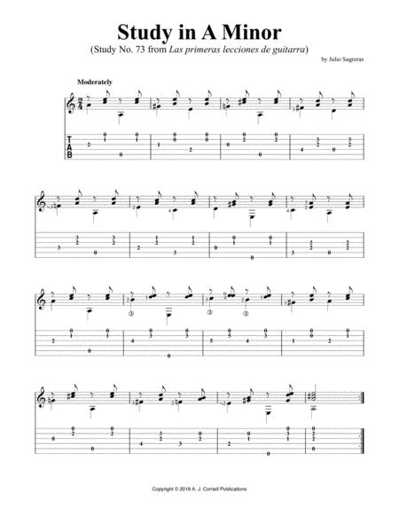 Study In A Minor Study No 73 From Las Primeras Lecciones De Guitarra Sheet Music