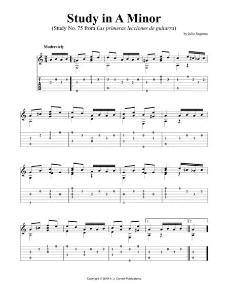 Study In A Minor Study No 75 From Las Primeras Lecciones De Guitarra Sheet Music