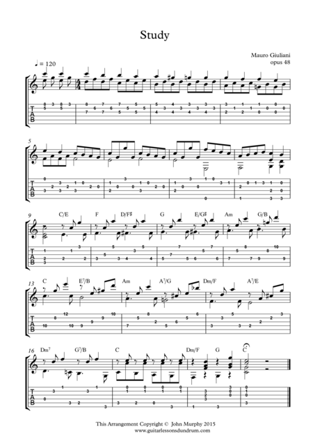 Study In C For Guitar Sheet Music