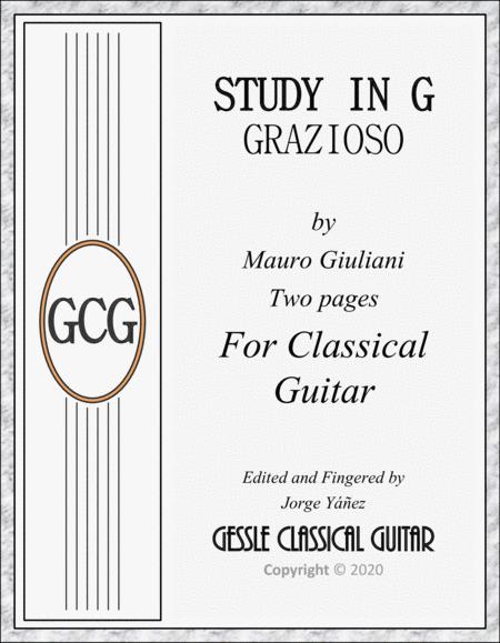 Study In G By Mauro Giuliani For Classical Guitar Sheet Music