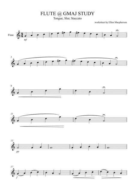 Study In G Major For Flute Tongue Slur Staccato Sheet Music