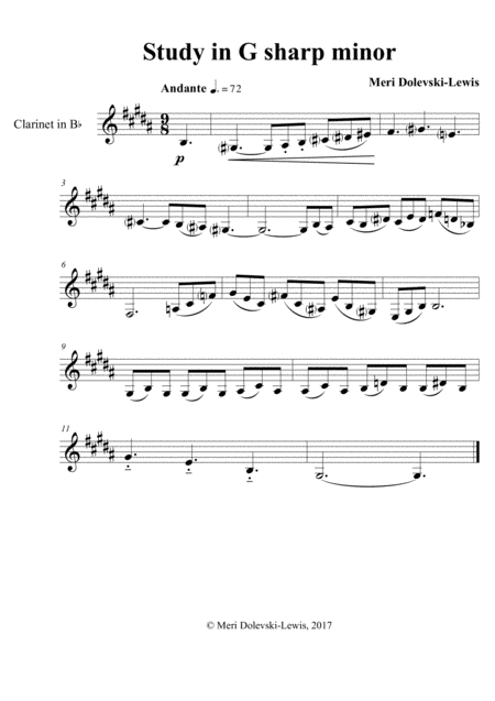 Free Sheet Music Study In G Sharp Minor For Clarinet Alone Low Register Only