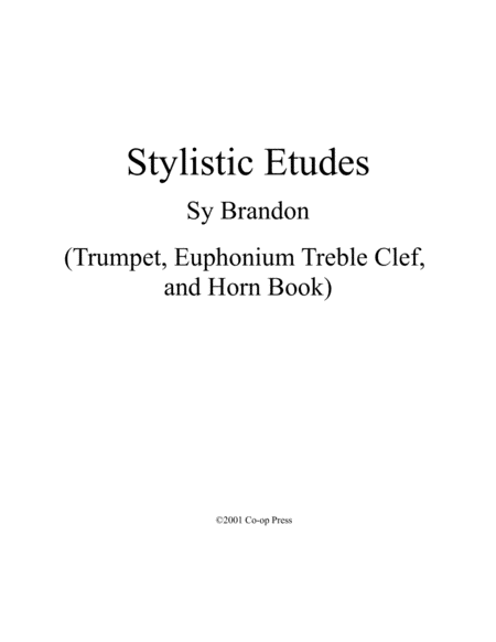 Stylistic Etudes For Trumpet Or Horn Sheet Music