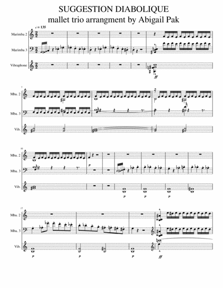 Suggestion Diaboliques Prokofiev Mallet Percussion Trio Sheet Music