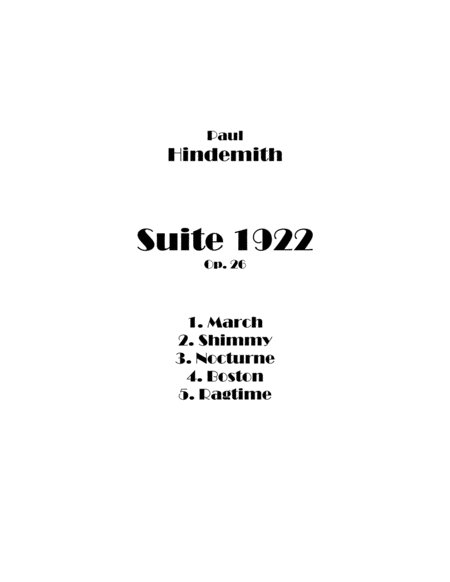 Suite 1922 Sheet Music