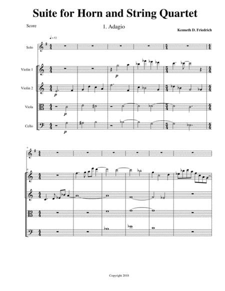 Suite For Horn And String Quartet Sheet Music