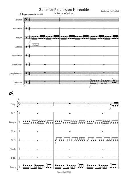 Free Sheet Music Suite For Percussion Ensemble 1st Movement
