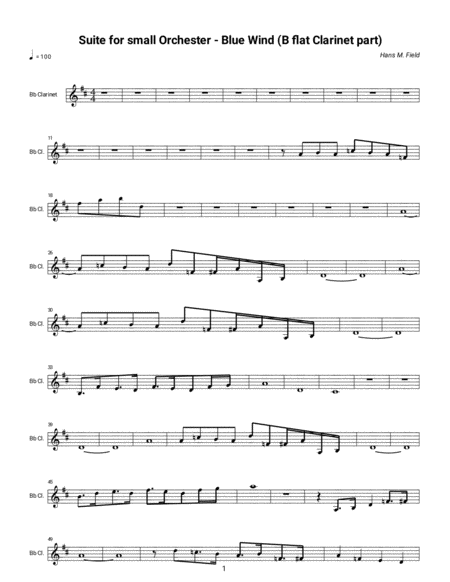 Free Sheet Music Suite For Small Orc Hestra Blue Wind B Flat Clarinet