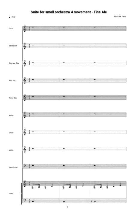 Suite For Small Orchestra Fine Ale Full Score Sheet Music