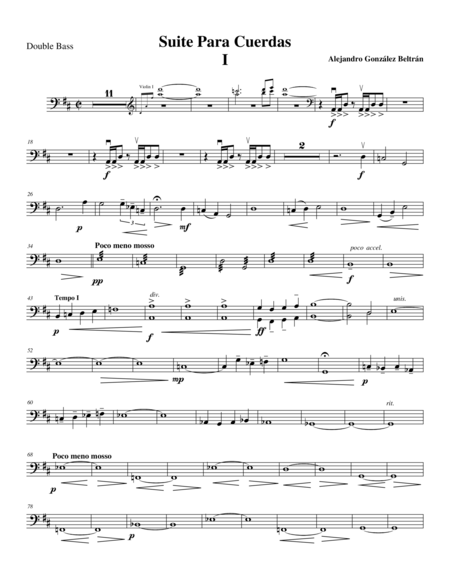 Suite For String Orchestra Mov I Double Bass Part Sheet Music