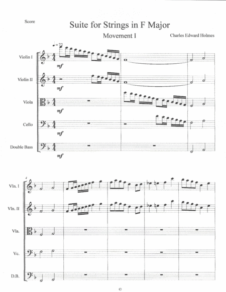 Suite For Strings In F Major String Orchestra Set Sheet Music