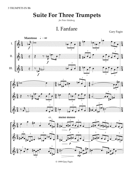 Free Sheet Music Suite For Three Trumpets In Bb