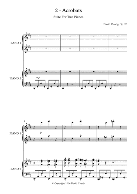 Free Sheet Music Suite For Two Pianos Op 20 2nd Movement Acrobats