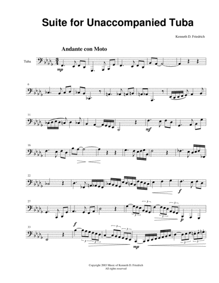 Free Sheet Music Suite For Unaccompanied Tuba