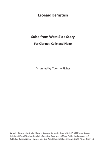 Suite From West Side Story For Clarinet Cello And Piano Sheet Music