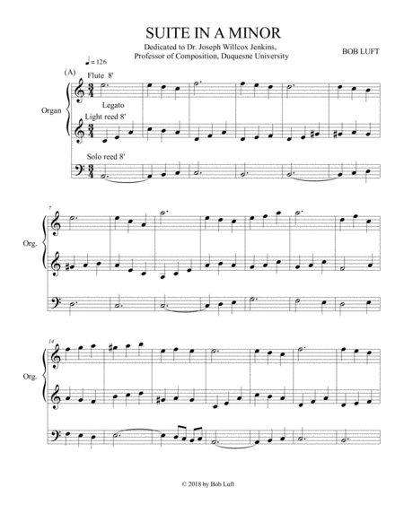 Free Sheet Music Suite In A Minor For Organ