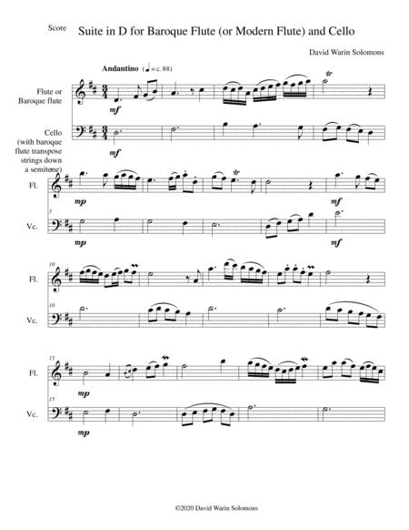 Free Sheet Music Suite In D For Baroque Flute And Cello