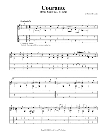 Suite In D Minor Courante Sheet Music