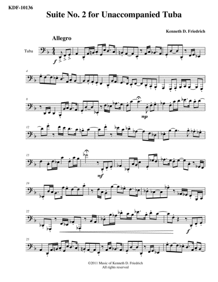 Free Sheet Music Suite No 2 For Unaccompanied Tuba