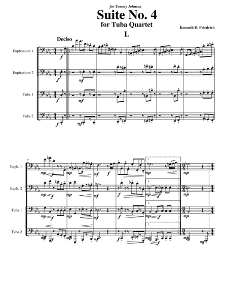 Free Sheet Music Suite No 4 For Tuba Quartet