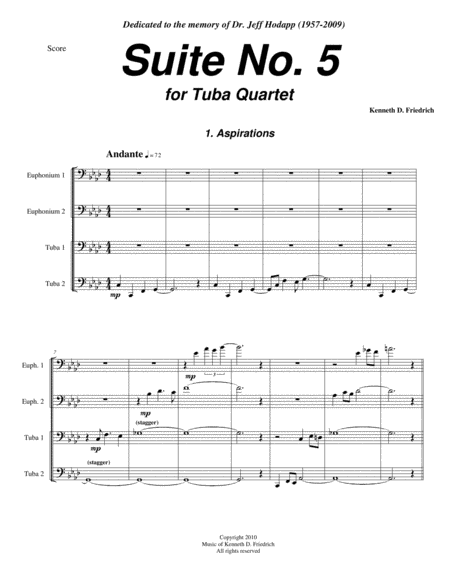 Suite No 5 For Tuba Quartet Sheet Music