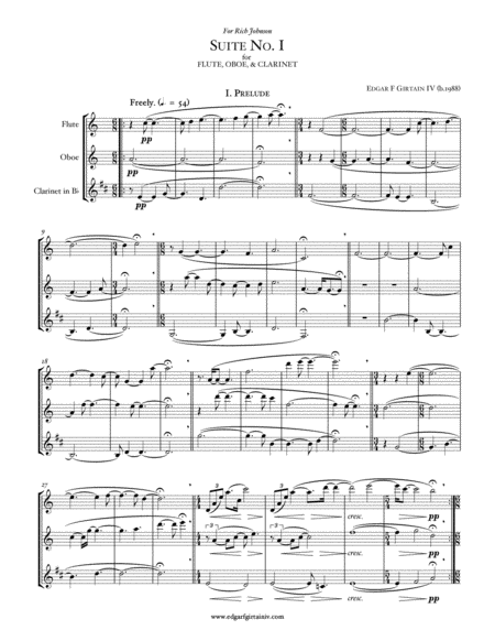 Suite No I For Flute Oboe And Clarinet Sheet Music