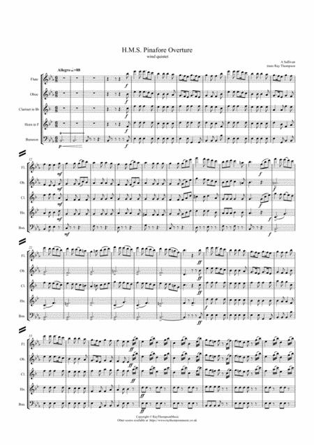 Free Sheet Music Sullivan Overture To H M Pinafore Wind Quintet