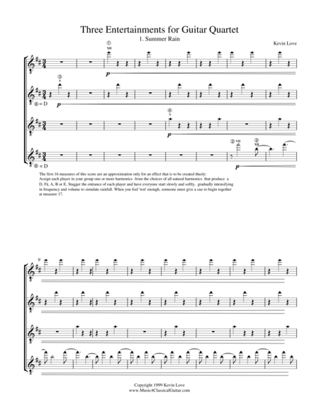 Summer Rain Guitar Quartet Score And Parts Sheet Music