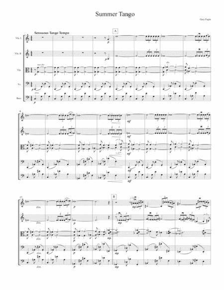 Free Sheet Music Summer Tango For String Ensemble