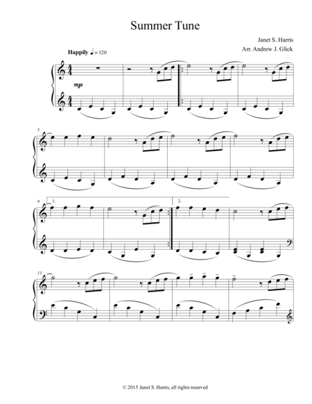 Summer Tune Piano Solo Sheet Music