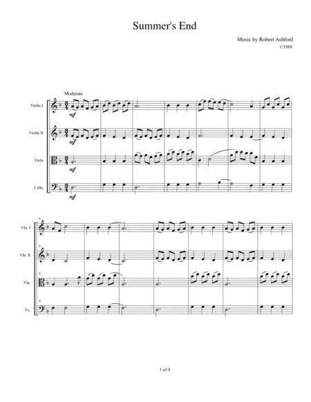 Summers End String Quartet Sheet Music