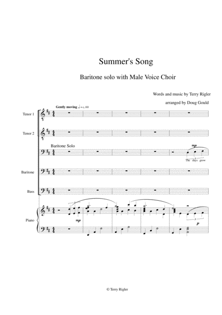 Free Sheet Music Summers Song