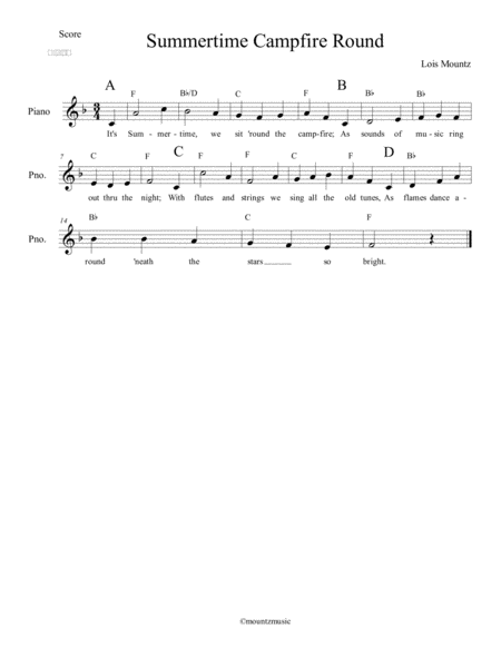 Summertime Campfire Round Sheet Music