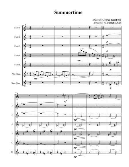 Free Sheet Music Summertime Flute Choir