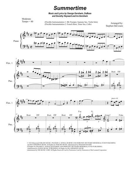 Summertime For Flexible Instrumentation Sheet Music