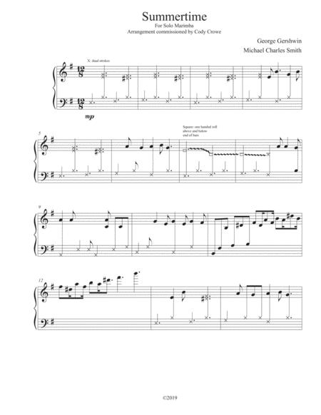 Free Sheet Music Summertime For Solo Marimba