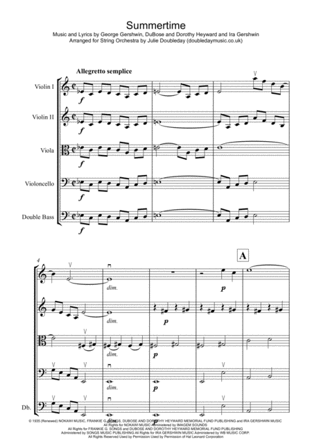 Summertime For String Orchestra Score And Parts Sheet Music