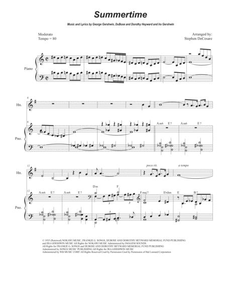 Summertime French Horn Solo And Piano Sheet Music