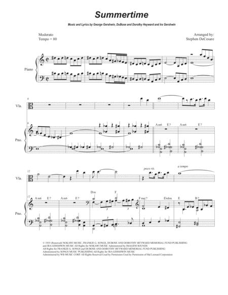 Summertime Viola Solo And Piano Sheet Music