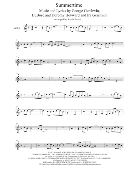 Summertime Violin Sheet Music