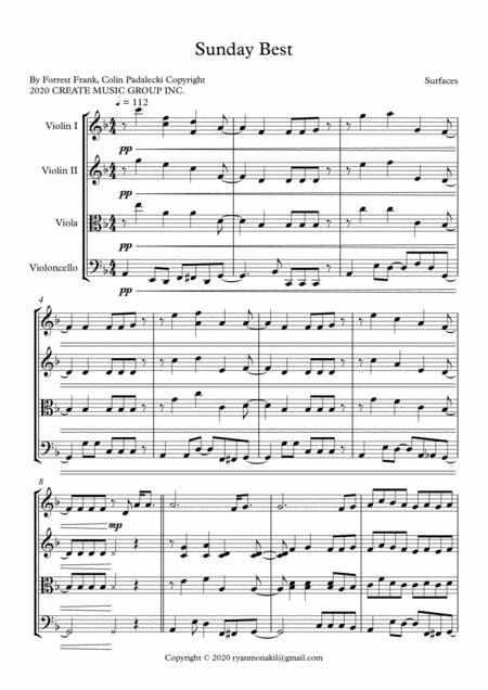 Free Sheet Music Sunday Best String Quartet