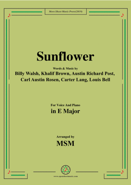 Sunflower In E Major For Voice And Piano Sheet Music