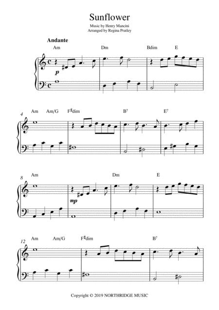 Sunflower Piano Solo With Chords Sheet Music