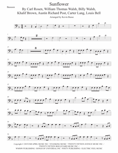 Sunflower Spider Man Into The Spider Verse Bassoon Sheet Music