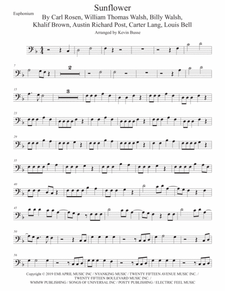 Sunflower Spider Man Into The Spider Verse Euphonium Sheet Music