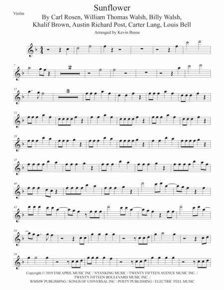 Sunflower Spider Man Into The Spider Verse Violin Sheet Music